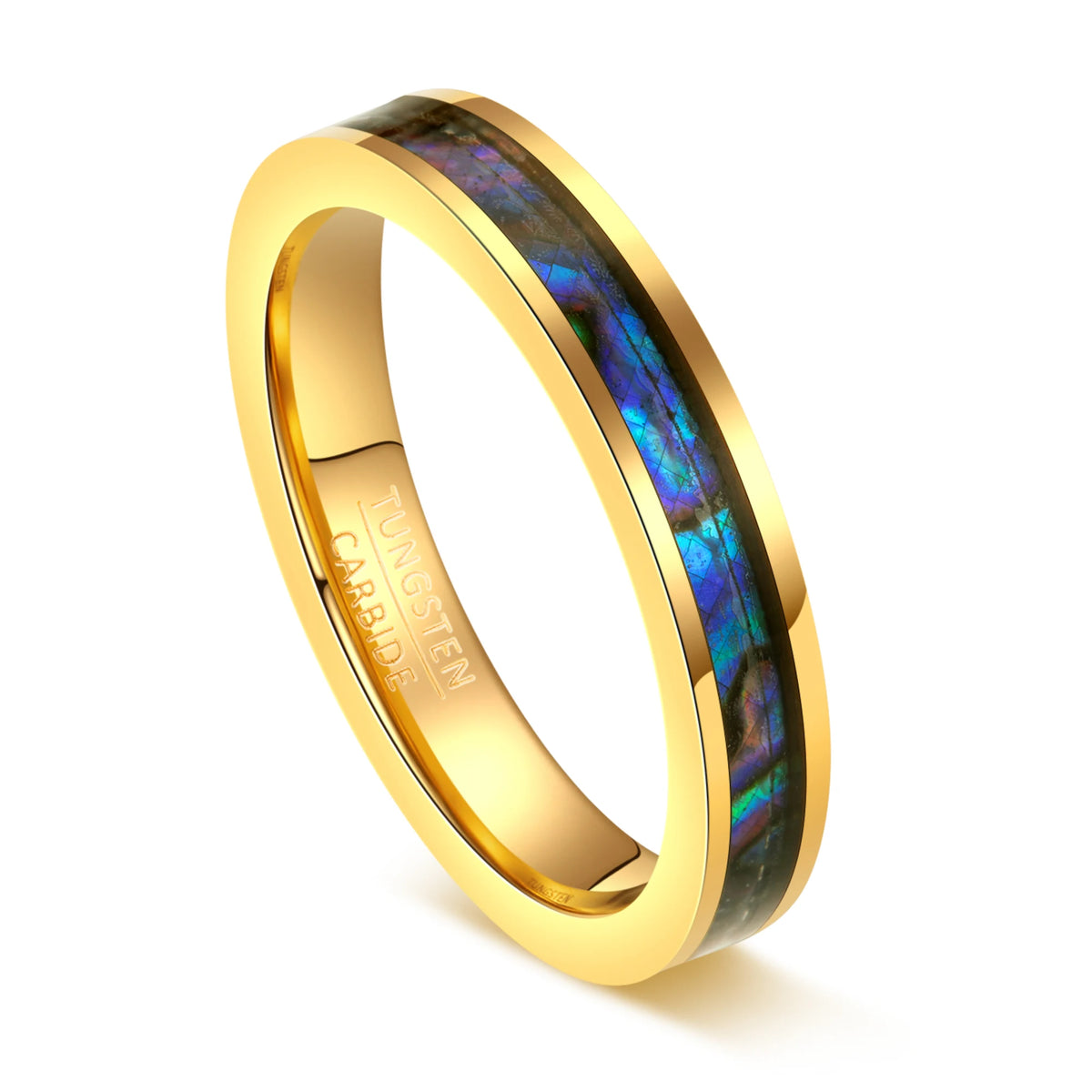 REBEL 4mm Golden Rose Golden Two Colors Optional Inlaid Abalone Shell Paper Tungsten Men's or Lady's Unisex Ring Jewelry Gift