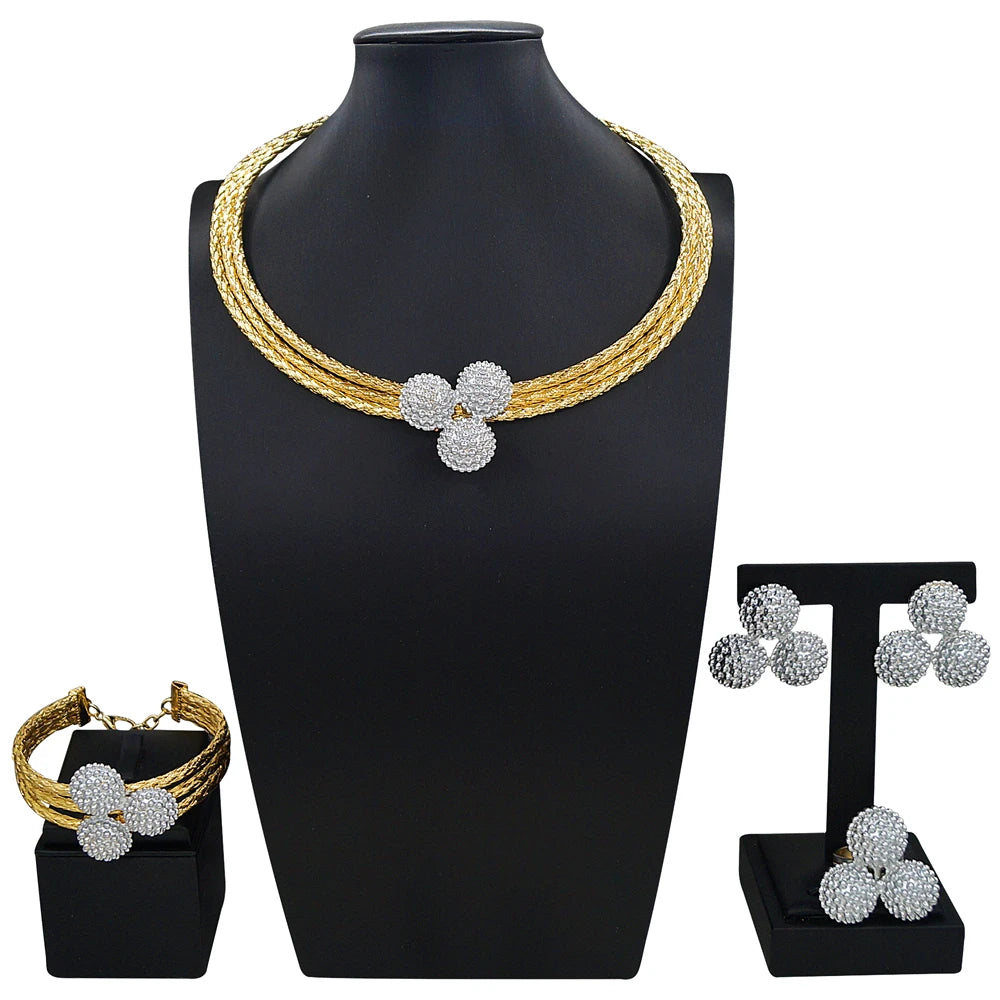 Zhuerrui Italiano Gold Designs Women Jewellery Set Party Fine Costume Jewelry Set Luxury Big Necklace Jewellery Sets X0004430