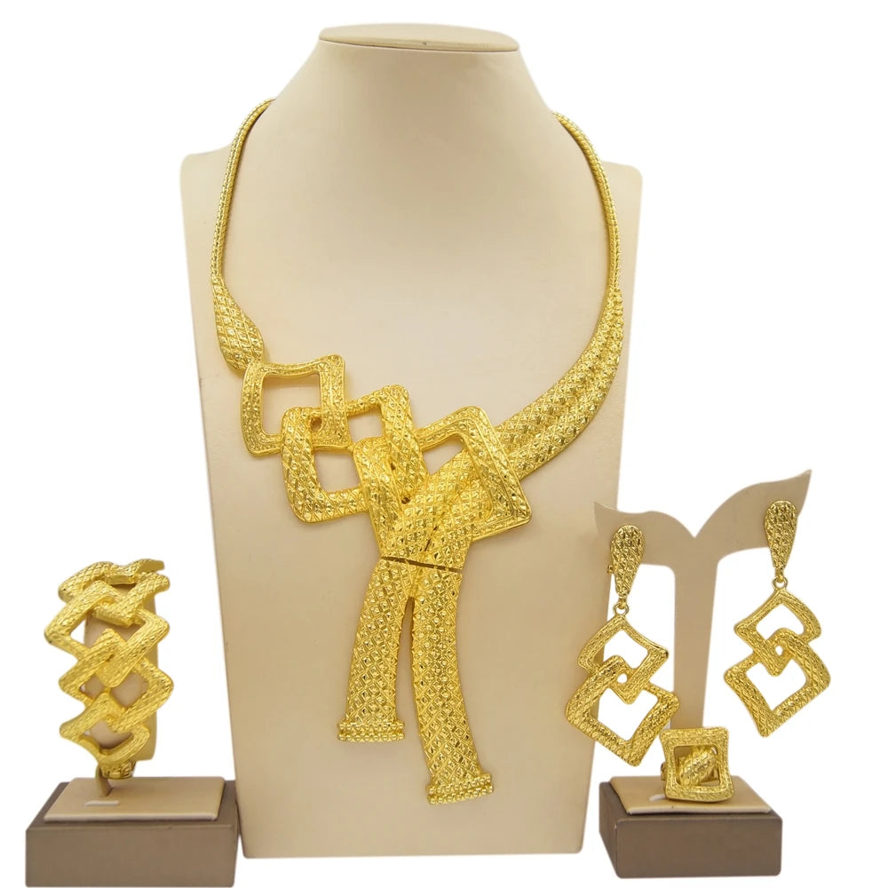 Zhuerrui High Quality African Jewelry Sets Italian Gold Plated Jewelry Set Fashion Lady Dubai Style Jewellery Sets H00436