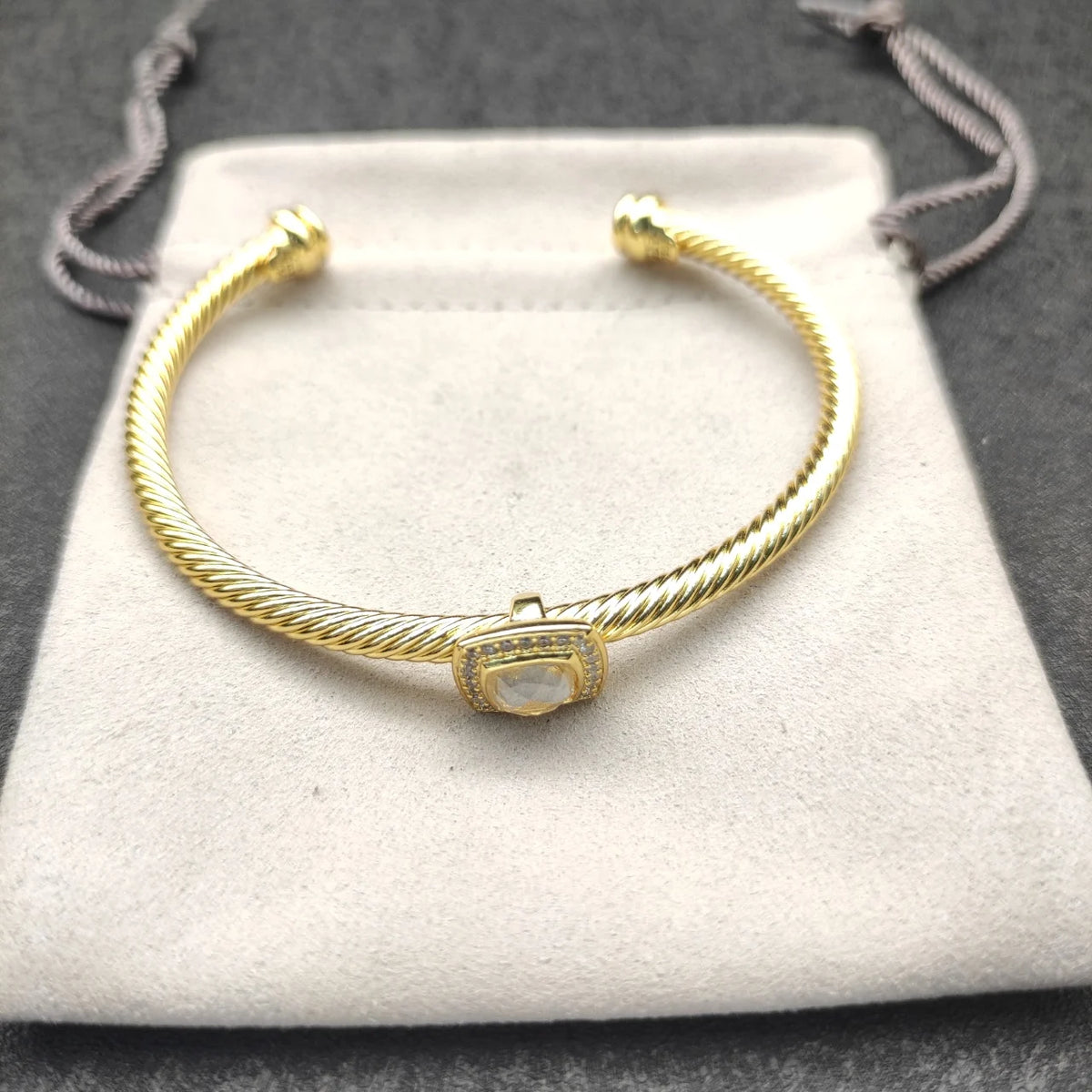 FASHIONISTA DY High-Quality Gold-Plated 4mm Square Diamond Bracelet, Fashionable Colored Diamond Bracelet, Jewelry