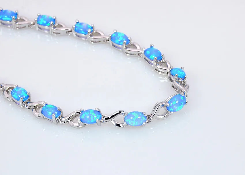 New Arrival Geometric Brass Silver Plated Christian Opal Women's Trendy Bracelet Bulk for Daily Wear