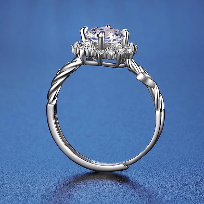 ArtistA Popular Fashion Jewelry 925 Sterling Silver Brilliant Round Cut 1CT VVS GRA Colored Moissanite Flower Rings for Women
