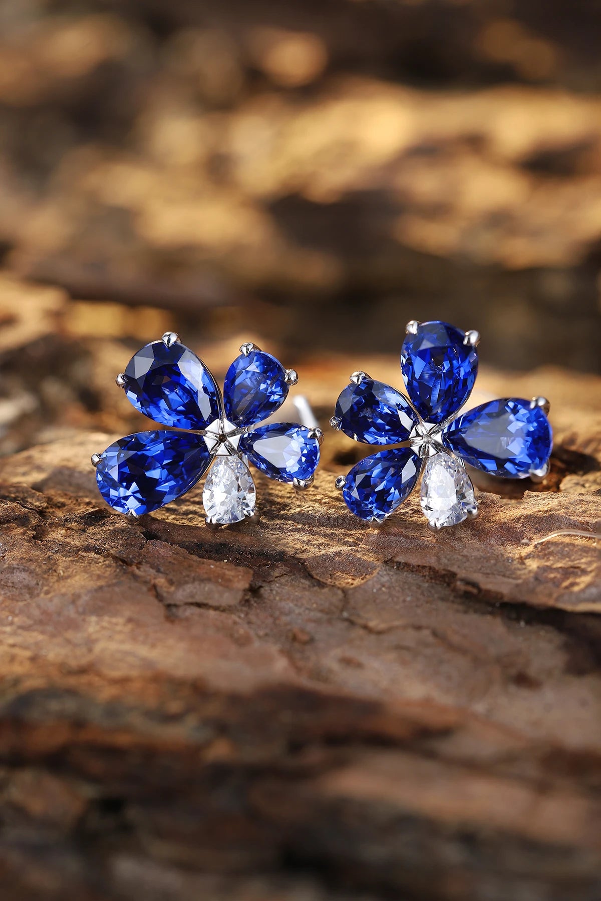 Gemfiori Lab Grown Sapphire Earrings Women's Earrings Lab Made Sapphire Earrings Lady Use