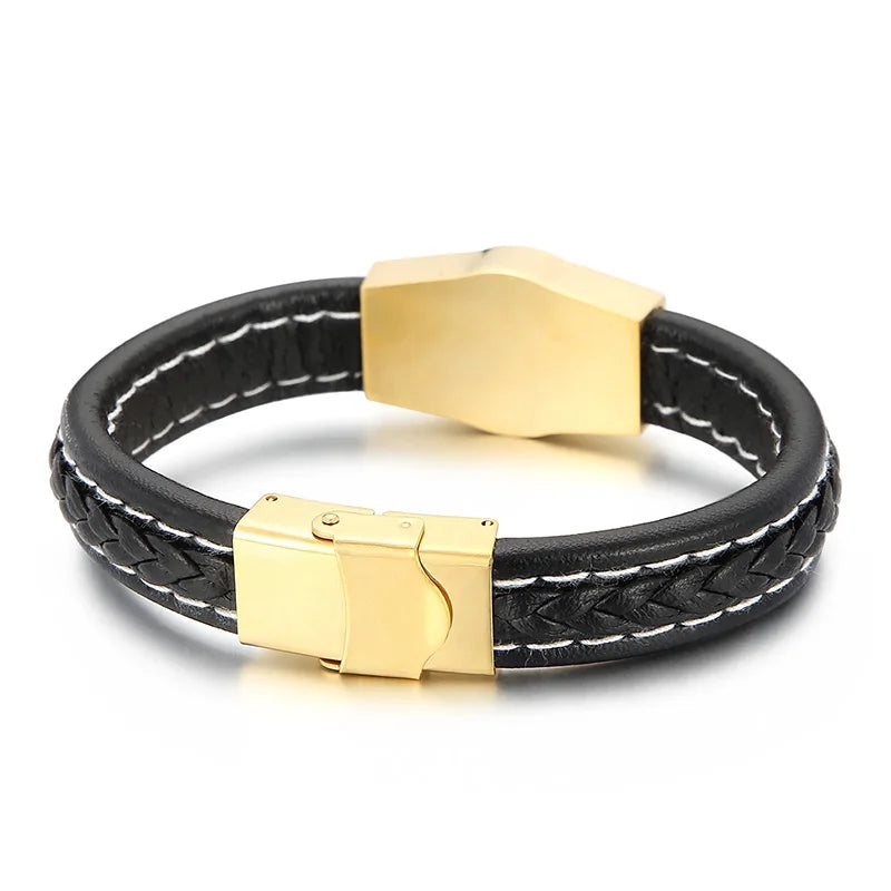 REBEL 210mm Unisex Trendy Ultrafiber Bracelet With Silver/Gold/Black Stainless Steel Compass