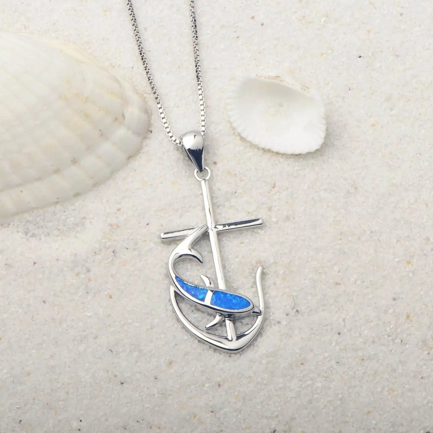 TikTok INS Wind Hawaii Beach Explosion Brass Opal Anchor Dolphin Necklace Cute Style Children's Wholesale Inlaid Charms