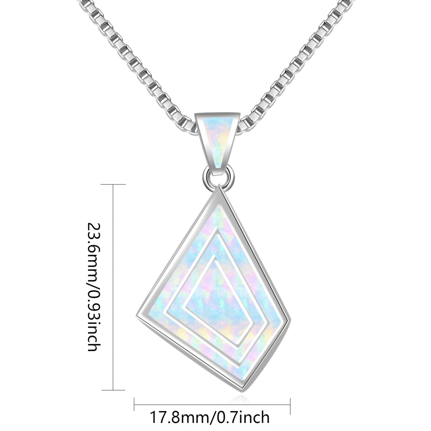 Nested Diamond Pendant Necklace Aobao Opal Inlaid Geometric Fashion Jewelry