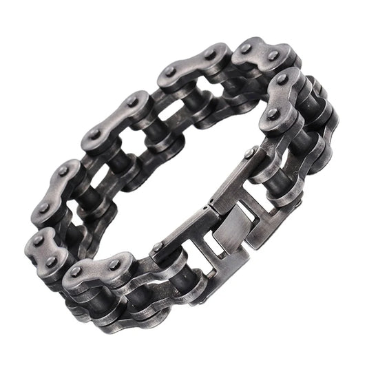 KALEN Punk Design Bike Cool Black Stainless Steel Mens Motorcycle Biker Chain Bracelet Black