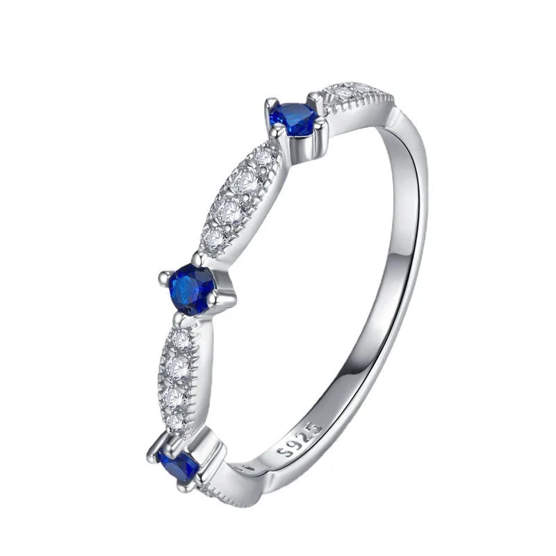 Factory Direct Women 925 Sterling Silver Sapphire Iced Out Blue 5A 8A Zirconia Ring Engagement Wedding Ring Jewelry Manufacturer