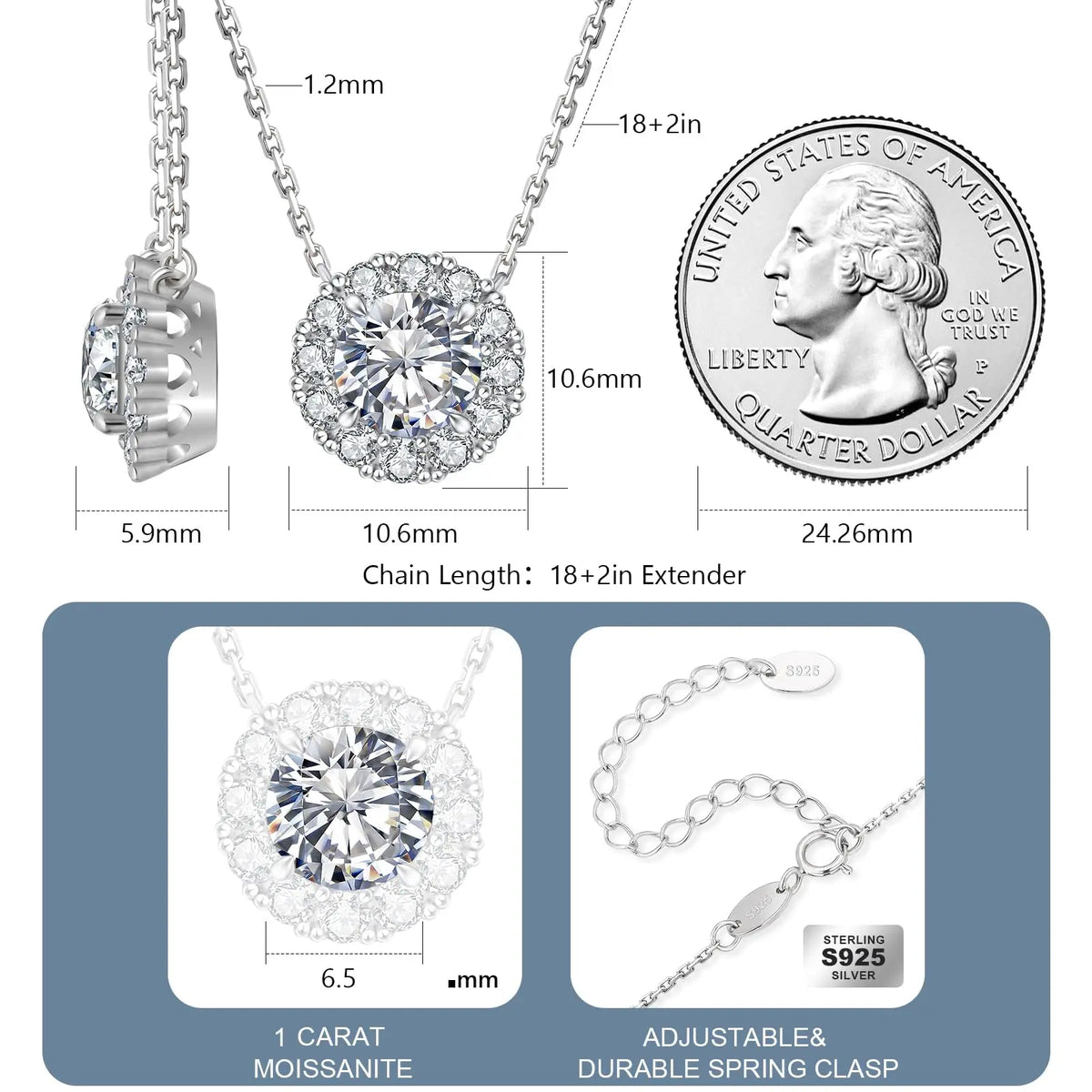 REDheart Local US Stock Moissanite Jewelry Set GRA Certified Pass Diamond Tester Women Gift VVS1 925 Silver Stud Earring Pendant Necklace
