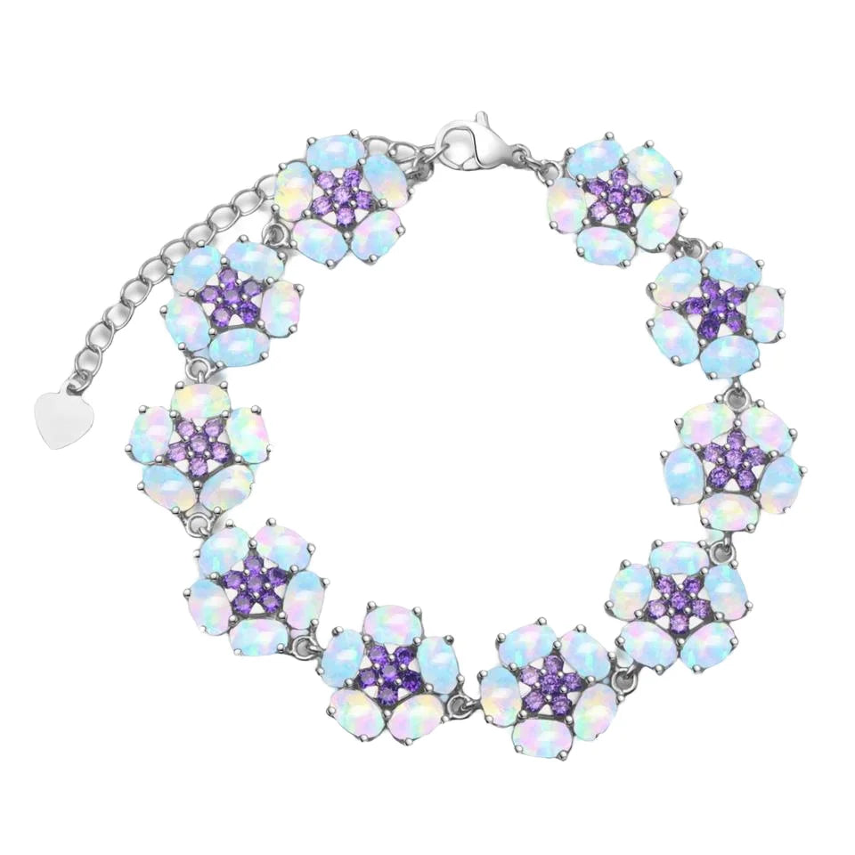 New Women's Xia Wei Flower Beaded Bracelet Opal Trendy Brass Gold-color Plated Jewelry Inlaid Gemstone Fashion Anniversary