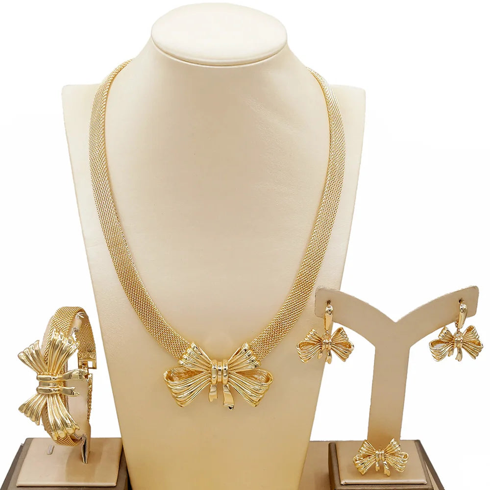 Zhuerrui Customized Gold Brass Jewelry Set Favors Flowers Bead Necklace Jewelry Sets Silver Women's Festival Gifts HN21010714