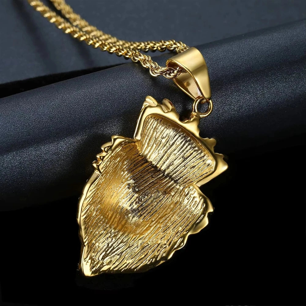 Hip Hop Lion Head CZ Zircon 316 Stainless Steel Pvd 18K Gold Plated Pendant Jewelry Fine Fashion Jewelry Necklace for Men Women