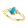 ArtistA Abiding Classic Design 925 Silver Yellow Gold Plated Turquoise Rings Stacking Synthetic Gemstone Turquoise Ring in Stock