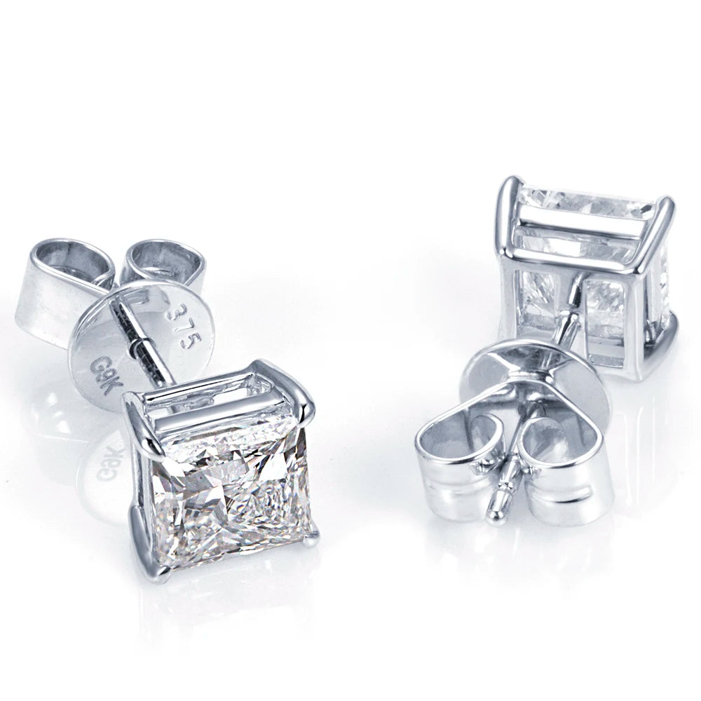 Gemfiori MSE-881 18K Solid Gold With 1ct Loose Lab Grown Diamond Princess Cut Solitaire Earring Hop Sale Gold Gemfiori Price