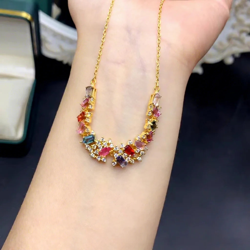 Spinel Natural Stone Necklace Bracelet-925 Silver Rhodium Plated High-End Jewelry for Women Everyday Wear-Wholesale Drop