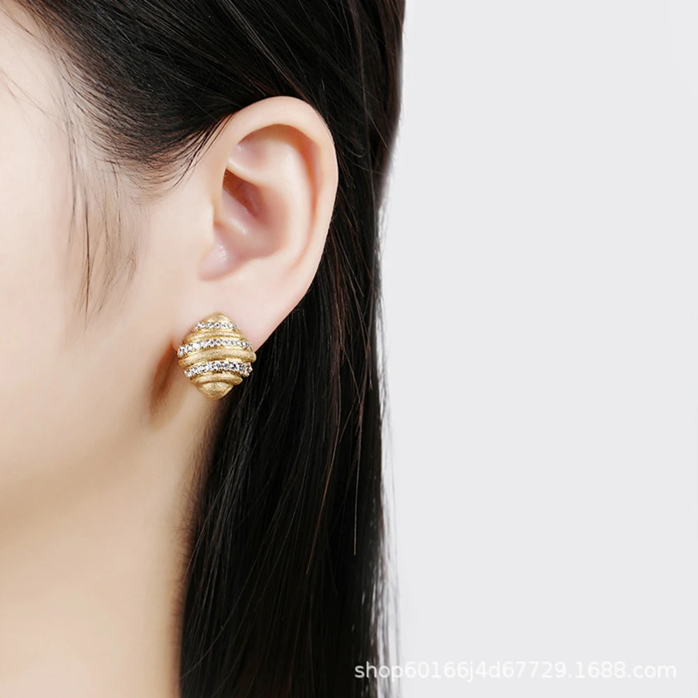 MUSHAN Jewelry Factory 925 Sterling Silver Stud Earrings High Carbon Diamond Electroplated Gold Cross Border Bestseller Jewelry