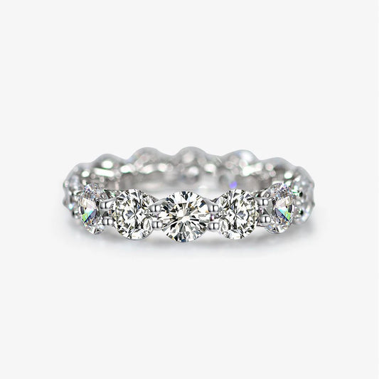 Silverelli | 925 Silver 0.5ct 5mm Pave Row Eternity Band Ring | Platinum Plated