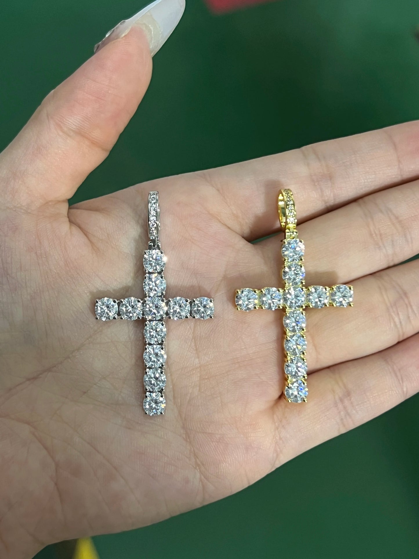 Hotsell Cross Religion Jewelry Charms CZ Rope Chain Women Hiphop 14K 18K Gold Cubic Zirconia Iris Cross Pendant Necklace for Men