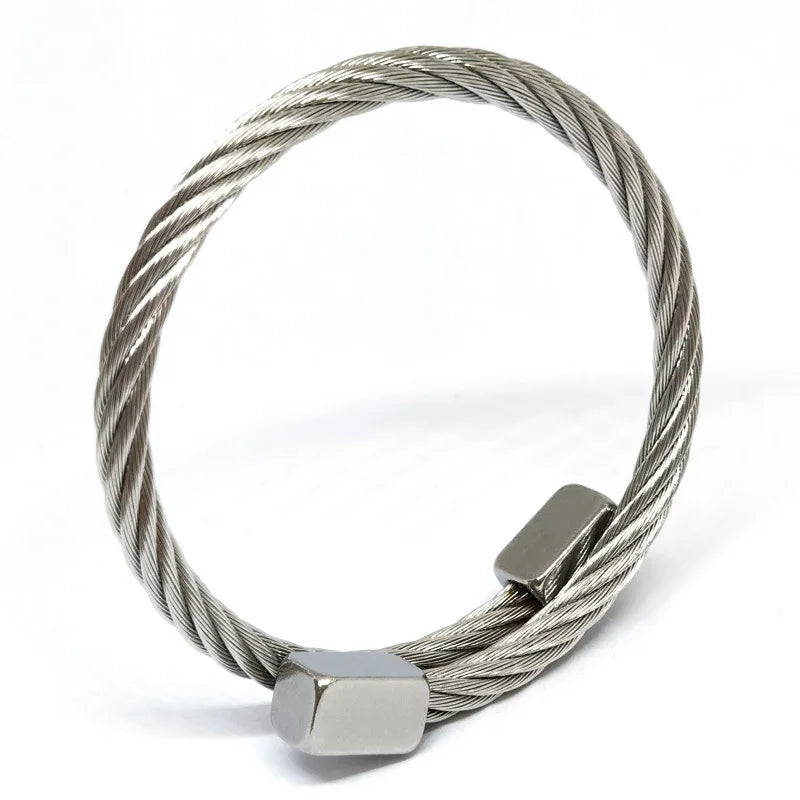 REBEL S&S REBEL Men's Stainless Steel Punk Style for Bracelet Silver Gold Rose Gold Black-Square Head Braided Design Fashionable