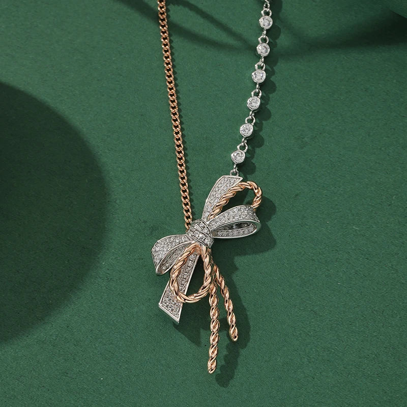 Factory Supply Fashion Bow Tassel Palaiba Zircon Large Earrings Necklace Ring Party Wedding Jewelry Set