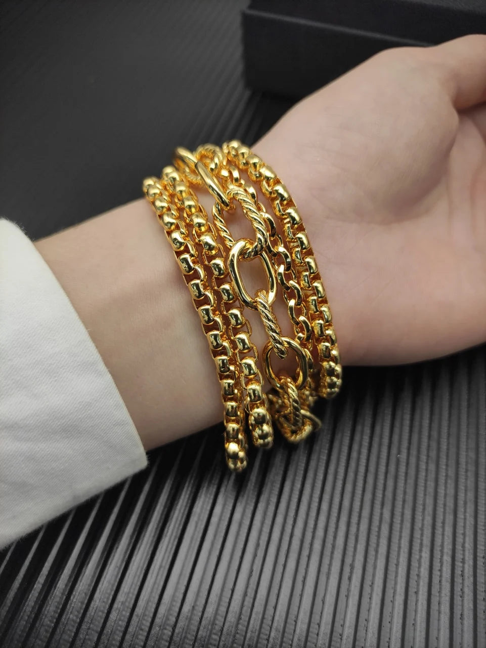 FASHIONISTA DY High-Quality Silver-Plated 29mm Multi-Row Bracelet, Gold-Plated 29mm Bracelet, Jewelry