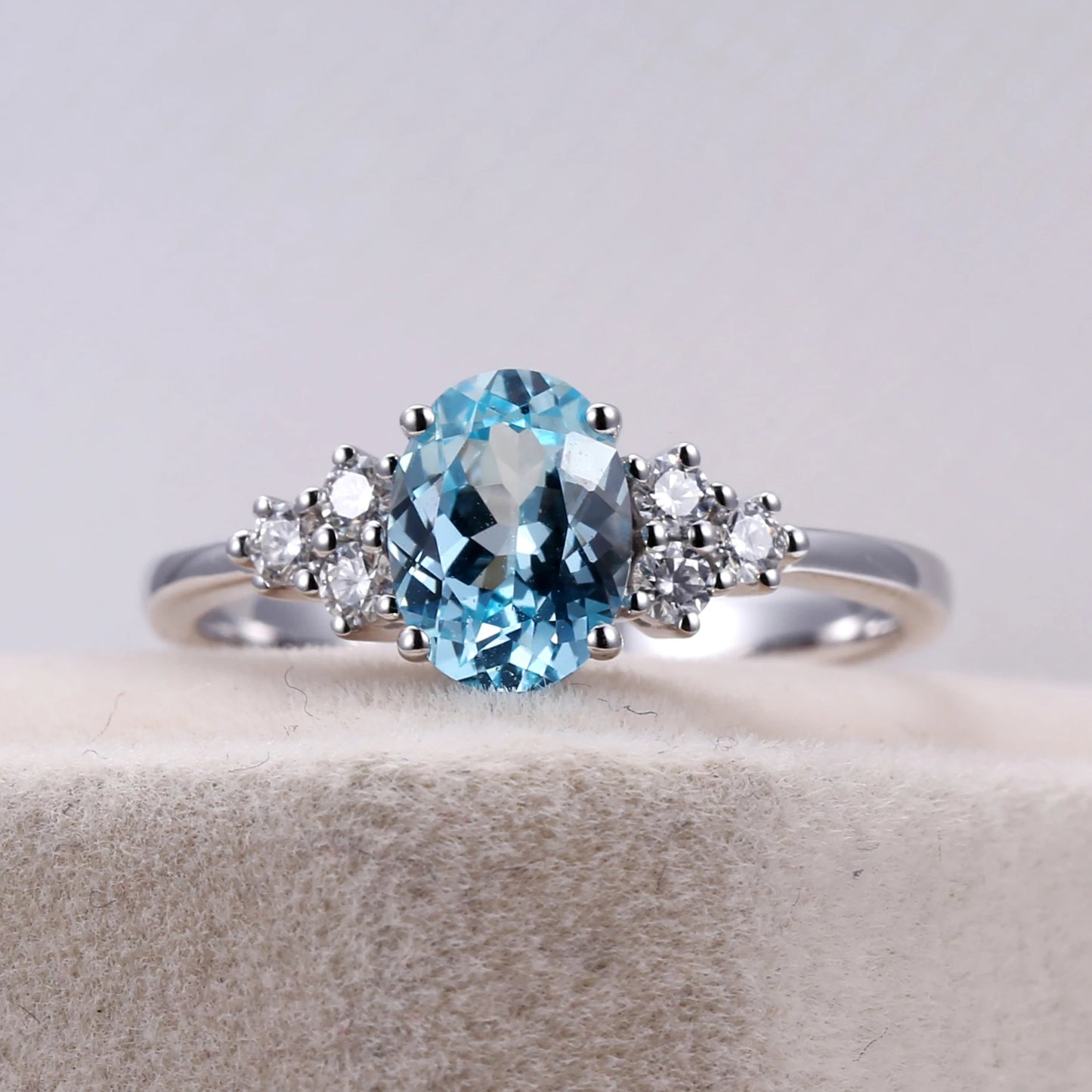 Messi Jewelry  MSR-1087 9K Gold Lab Aquamarine Fine Jewelry Rings for Women