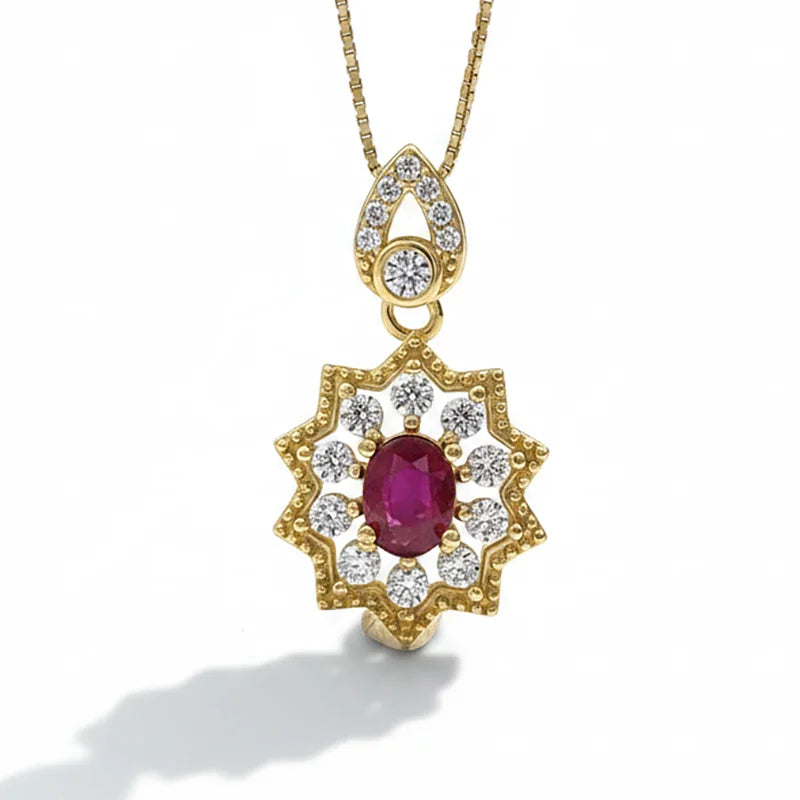 Gioiellieri Teardrop Ruby Pendant with Natural Red Gemstone for Women 925 Sterling Silver July Birthstone Fine Jewelry Elegant Wedding Gift