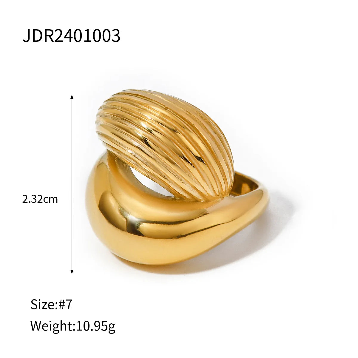 S&S Special-Shaped Natural Stone Ring | 18K Gold Plated | S&S