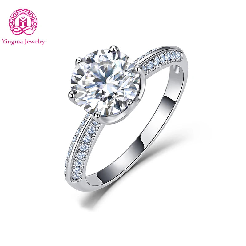 Gioiellieri Glam Half Pave Shank Cultivated Diamond Fashion Ring 2ct D VVS1 Round Brilliant Cut 9K-18K Gold Premium Fine Jewelry
