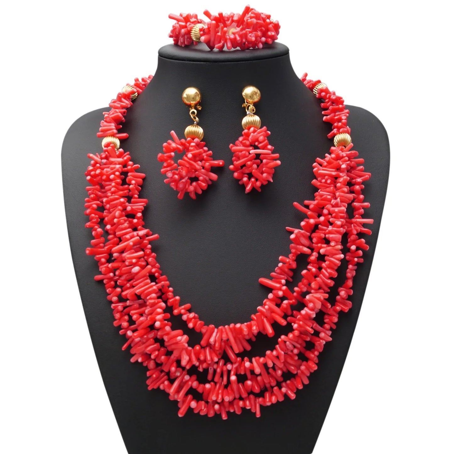 Zhuerrui New Red Coral Beads Design Set UAE Women Party Fashion Sets Nigerian Elegant Bride Wedding Accessories HF17041301