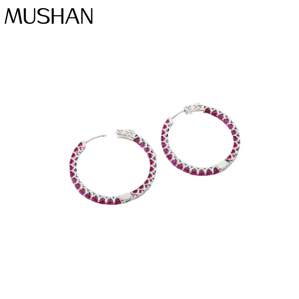 MUSHAN Jewelry Factory Pure Silver Earrings With Large Circles Set With High Carbon Diamonds Are Popular and Simple Accessory