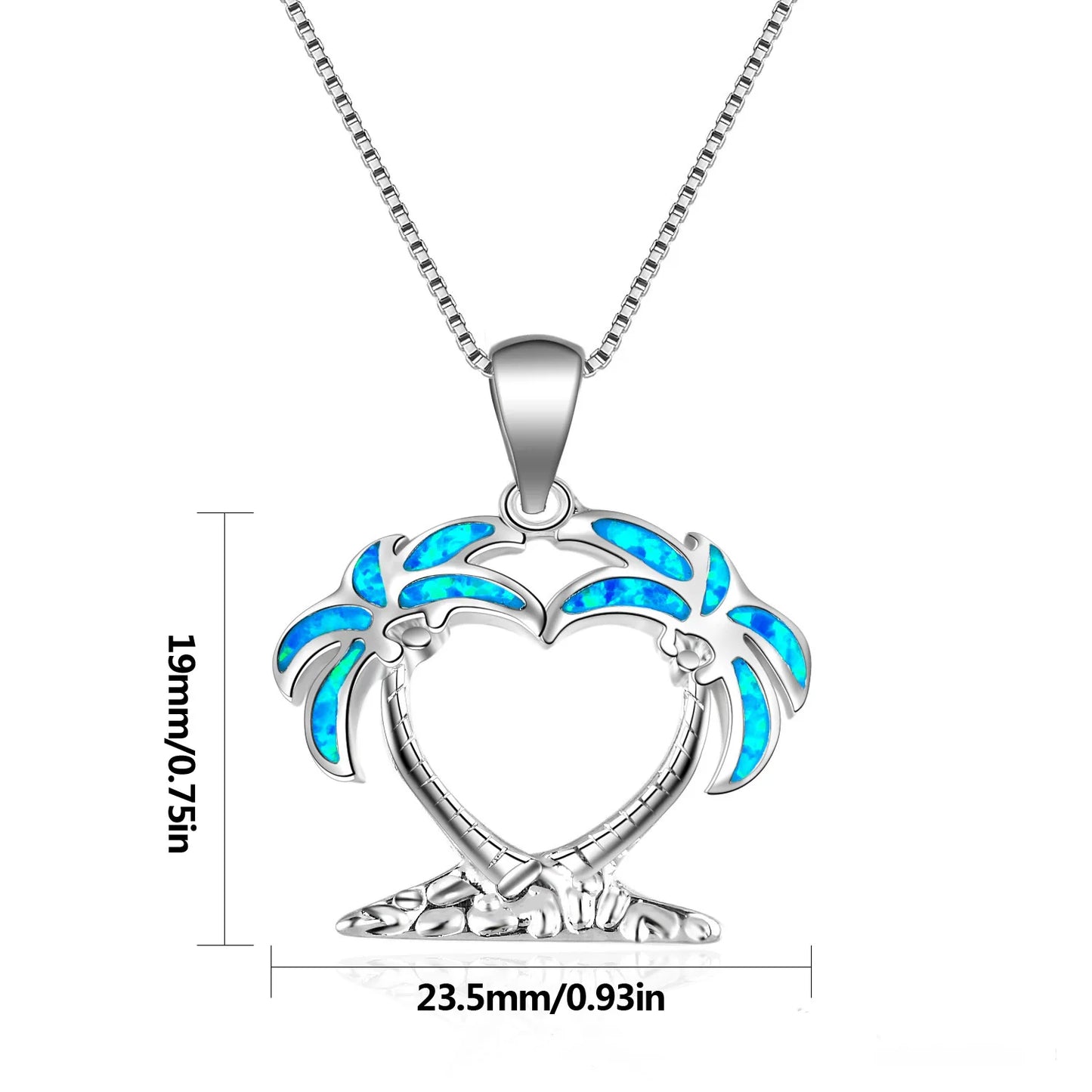 Aobao Coconut Tree Necklace, Opal, Palm Tree Pendant, Opal