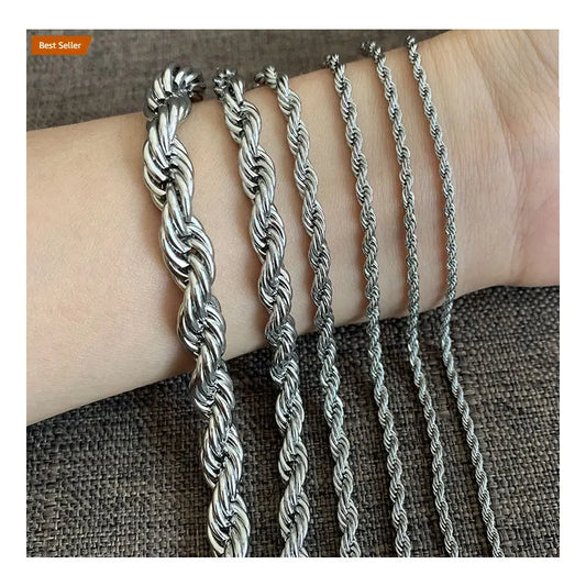 S&S 925 Sterling Silver Diamond-Cut Rope Chain Necklace — 1.2mm to 3.3mm | S&S Collection