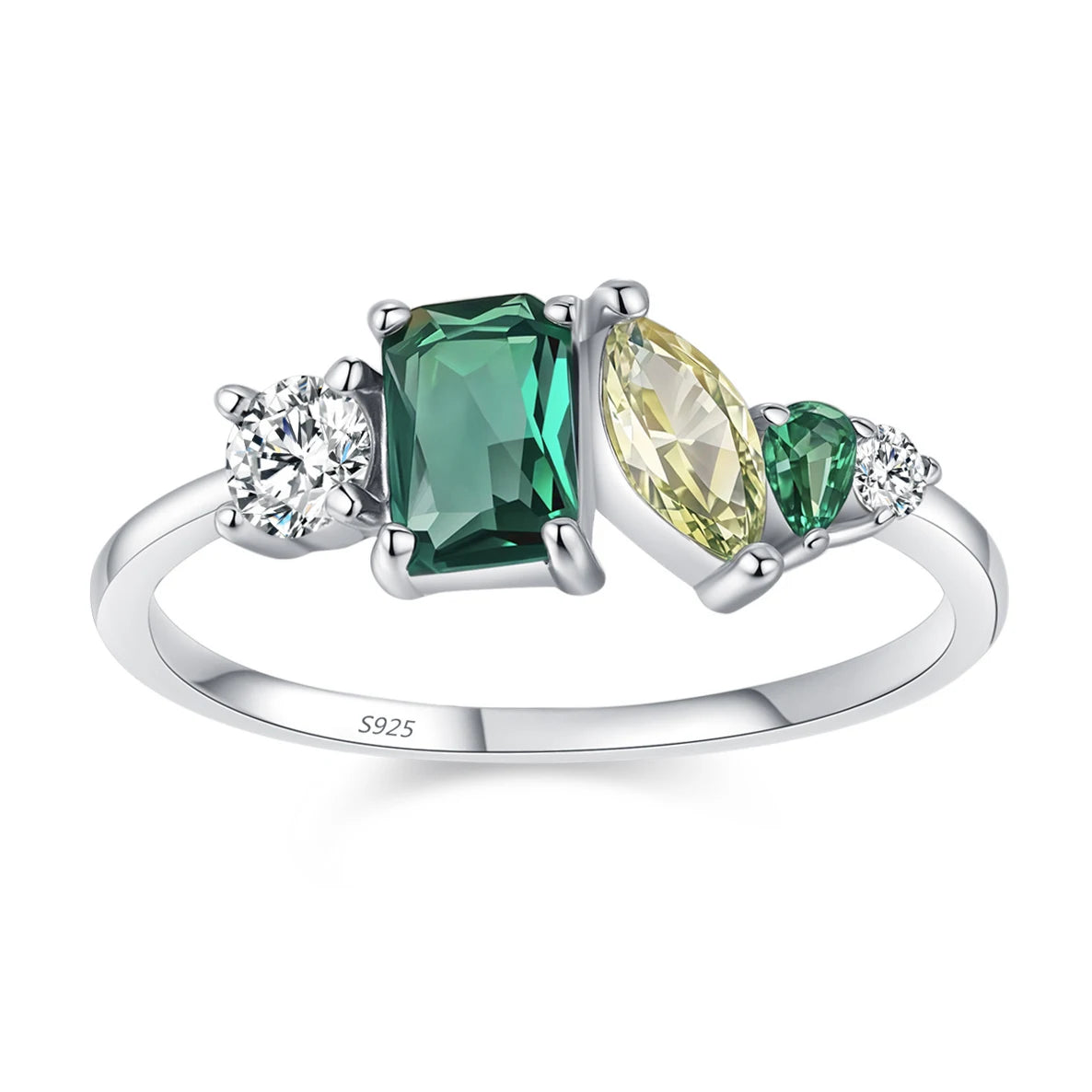 Wholesale 925 Sterling Silver Emerald 5A 8A Zirconia Ring Women Engagement Wedding Rings Custom Jewelry Manufacturing Supplies