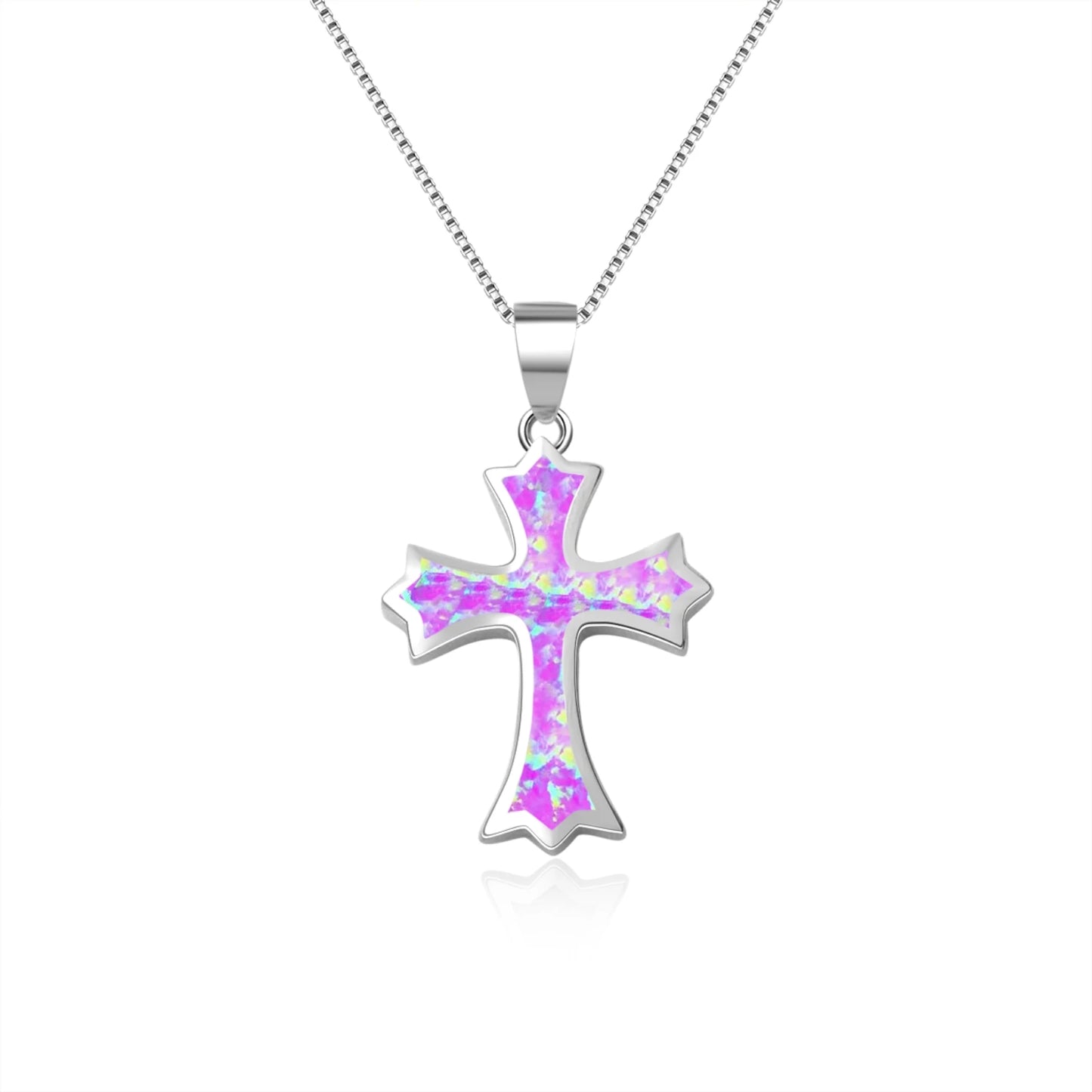 Cross Pendant Necklace Aobao Opal Inlaid Fashion Jewelry