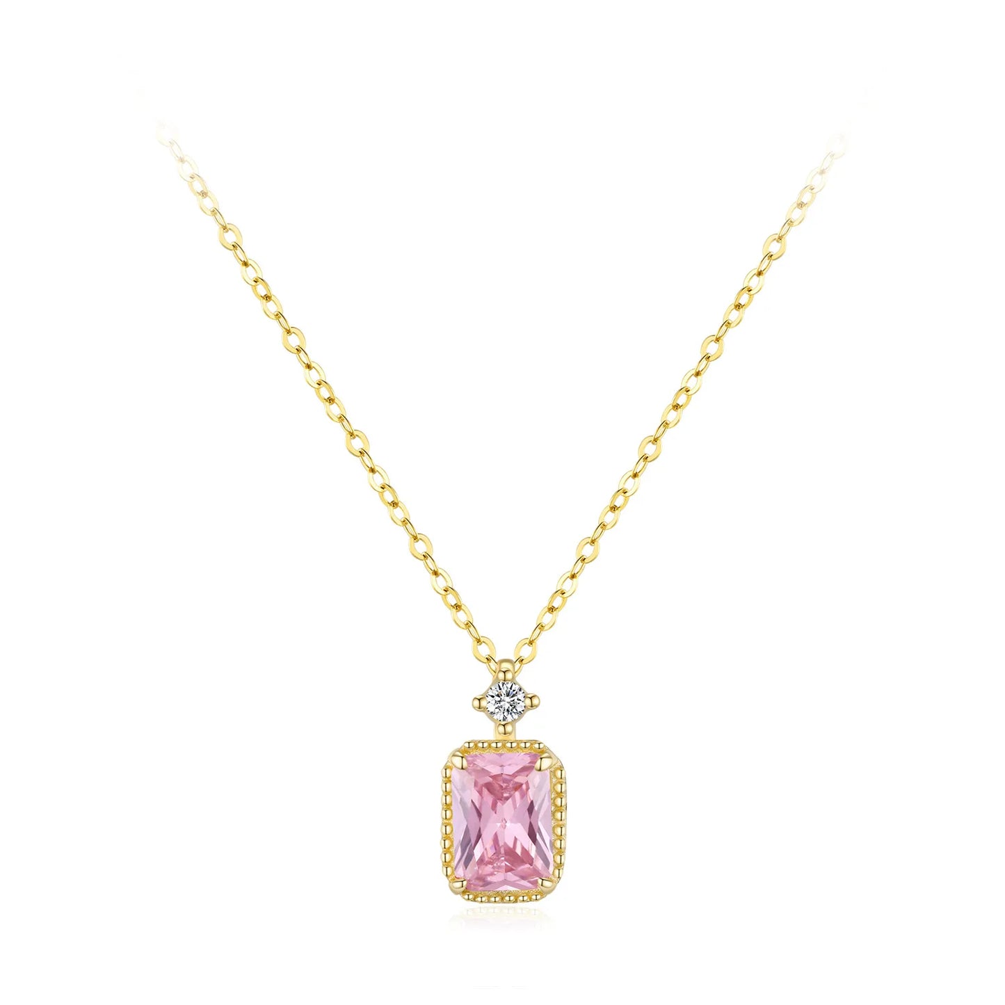 925 Sterling Silver Romantic Pink Sugar Diamond Pendant Necklace Earrings Fashion High-end Jewelry Set Gift Set