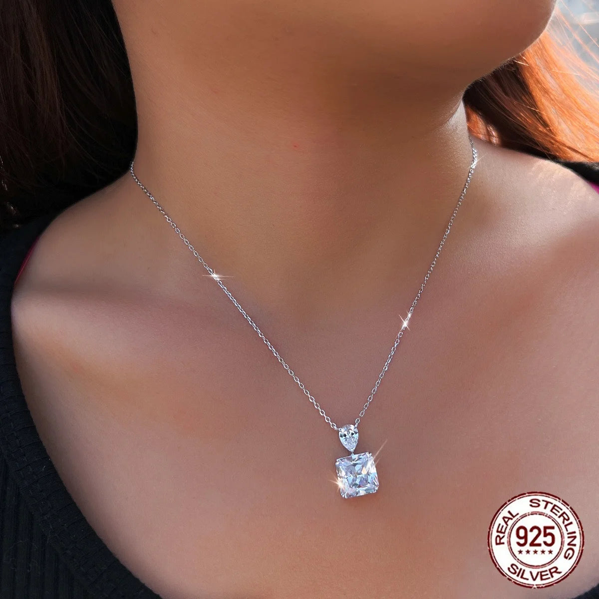 S&S 925 Sterling Silver 8A Ice Flower Cut CZ Pendant Necklace – Rhodium Plated – Collection