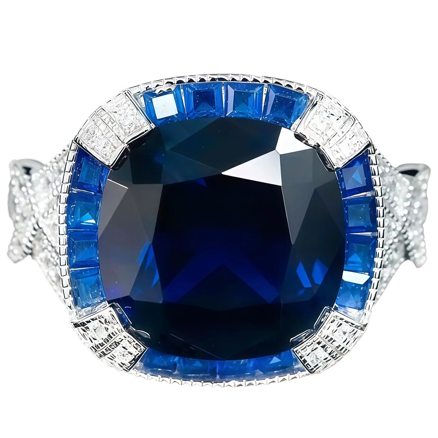 MUSHAN Jewelry Factory's 925 Sterling Silver Women's Party Ring High Carbon Diamond Lab Grown Gemstones Blue Spinel Weddings