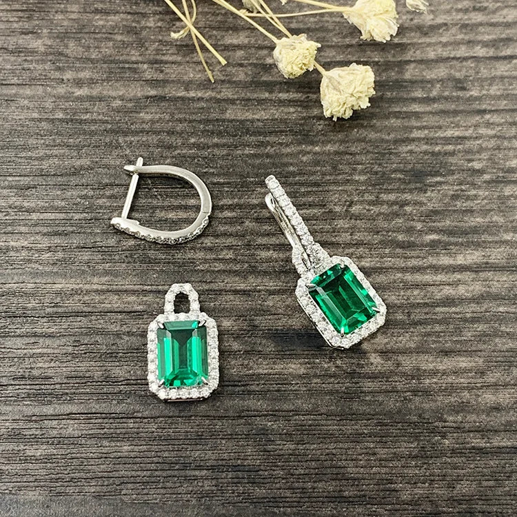 Gemfiori 18K Gold Inlaid Synthetic Colored Gemstones Detachable Earrings Dual Purpose Earrings Fashion Lab Grown Diamond Earrings