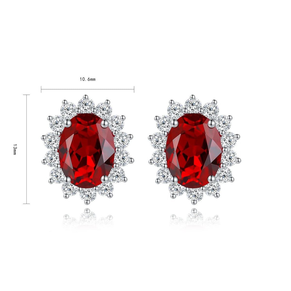 Gemfiori High Quality S925 Silver Lab Grown Ruby Earring Stud Dainty Gemstone Stud Earrings for Women Daily Wear Gift