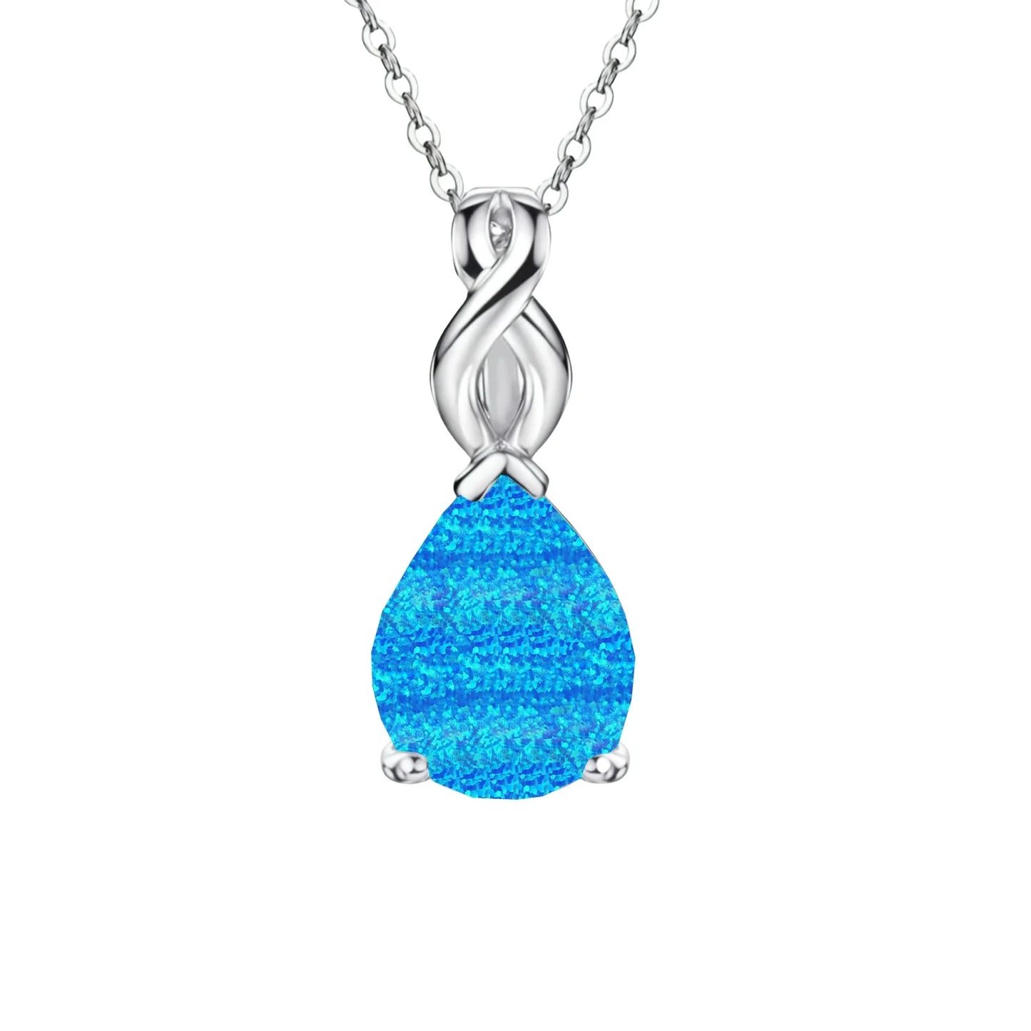 Teardrop Opal Pendant | Twisted Silver Fashion Necklace