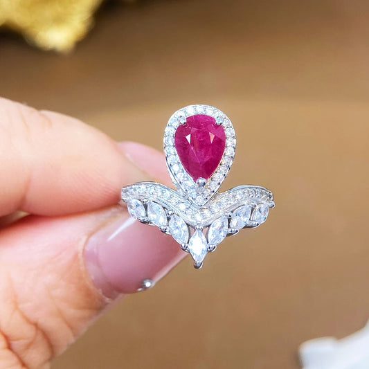 Gioiellieri 925 Sterling Silver Natural Ruby Rings Fashion Jewelry for Women Low Price Fine Jewelry Adjustable Daily Wear Finger Jewelry