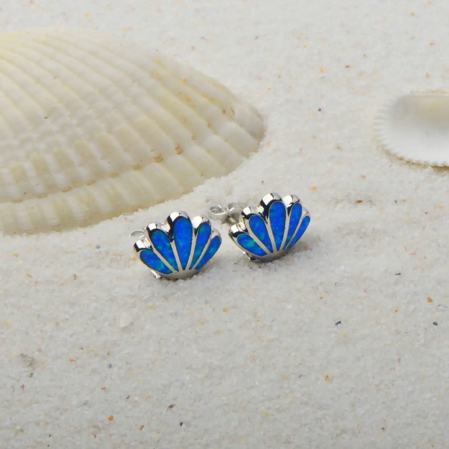 Vibrant Butterfly Opal Shell Earrings - Blue Fire Opal Wings & Sleek Frame Design | Whimsical Daily Jewelry Bulk Gifts