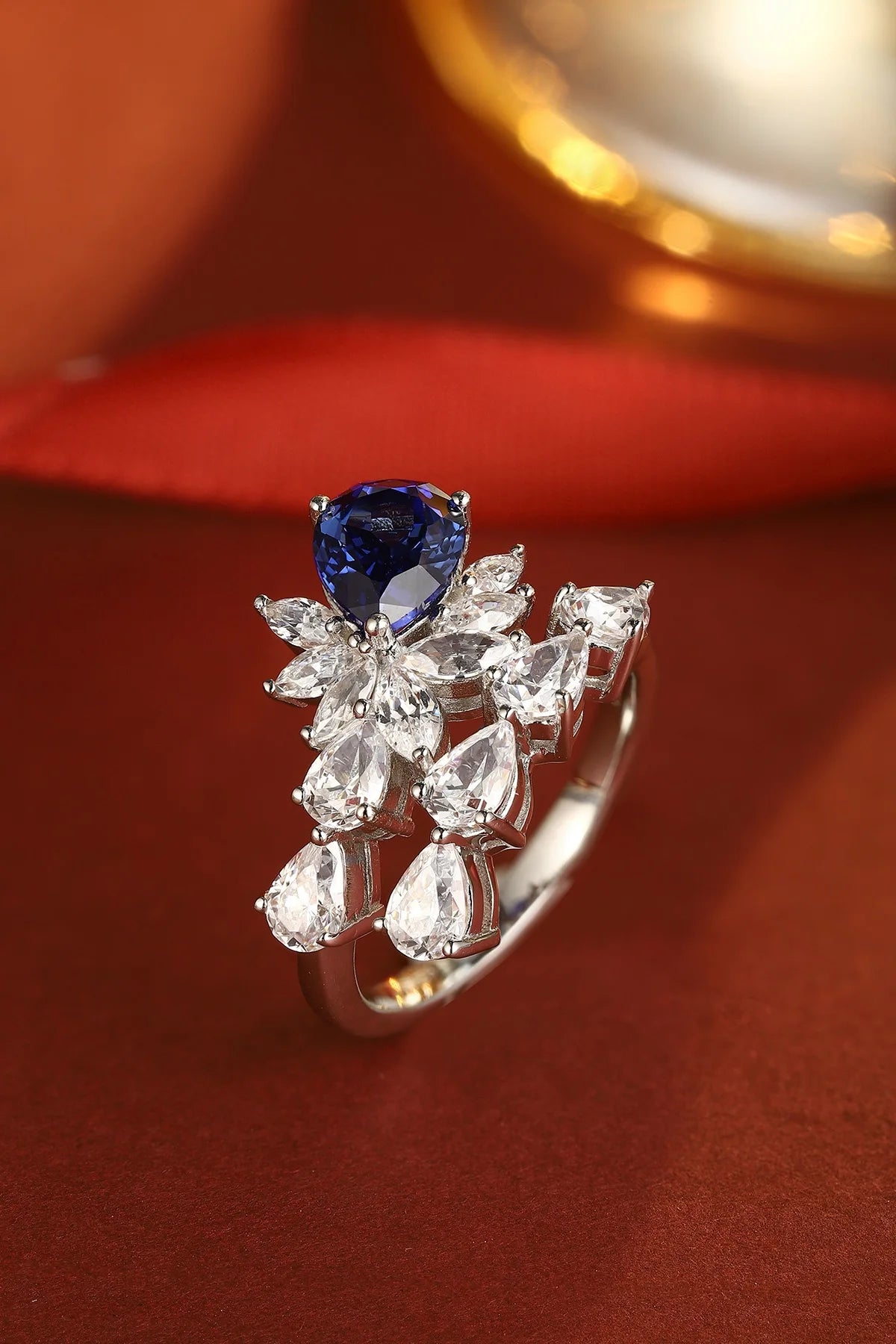 Gemfiori Jewelry Trendy High Quality S925 Silver Cultivated Sappjire Ring Unisex Engagement Ring for Wedding Party or Gift
