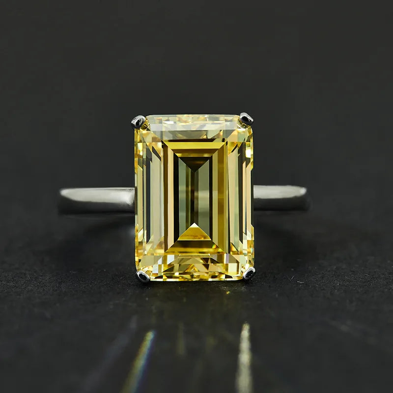 MUSHAN Jewelry Factory Simple and Elegant Rectangular 10*14 Luxurious High Carbon Diamond 7 Carat Ring Factory Direct Supply