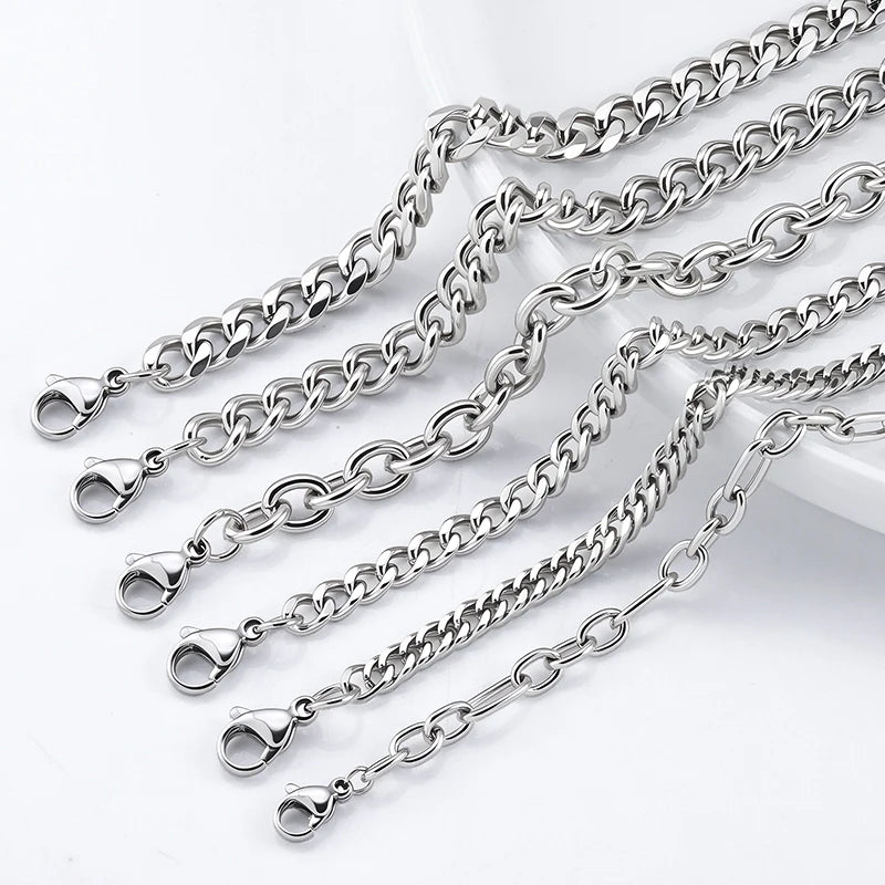 REBEL Minimalist Fashion Stainless Steel Cuban Chain Bracelet Unisex Hip Hop No Fade Waterproof Jewelry for Women Men Unisex