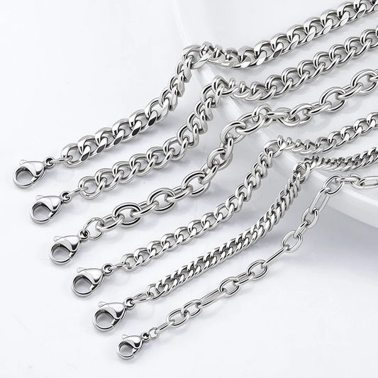 REBEL Minimalist Fashion Stainless Steel Cuban Chain Bracelet Unisex Hip Hop No Fade Waterproof Jewelry for Women Men Unisex