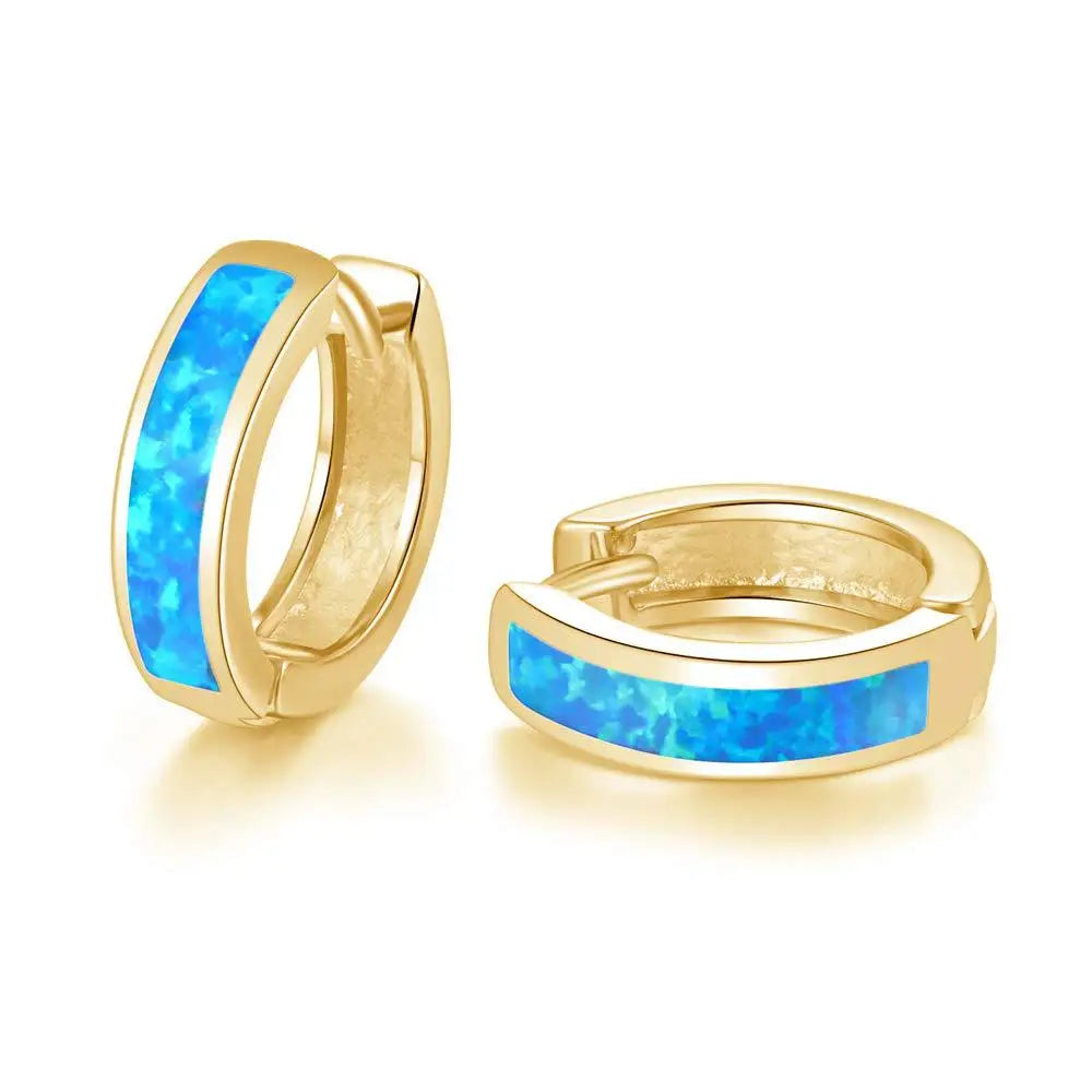 Australian Style Luxury Small Opal Stud Earrings in Silver Plated Brass for Girls with Small Ears Gift