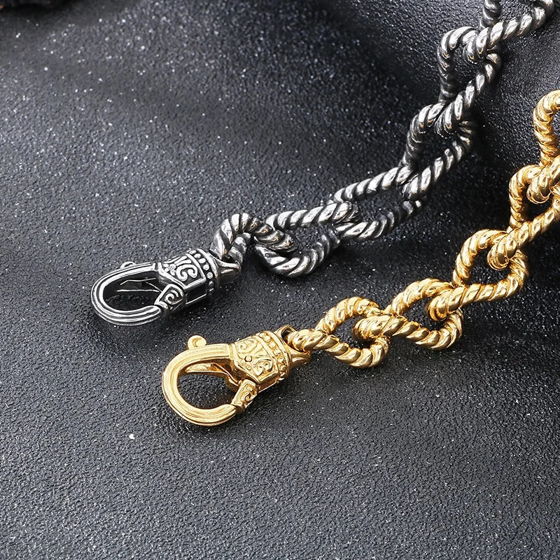 KALEN Fine Jewelry Men Gothic Bracelets Stainless Steel Rope Links Fashion Bracelets Bangles