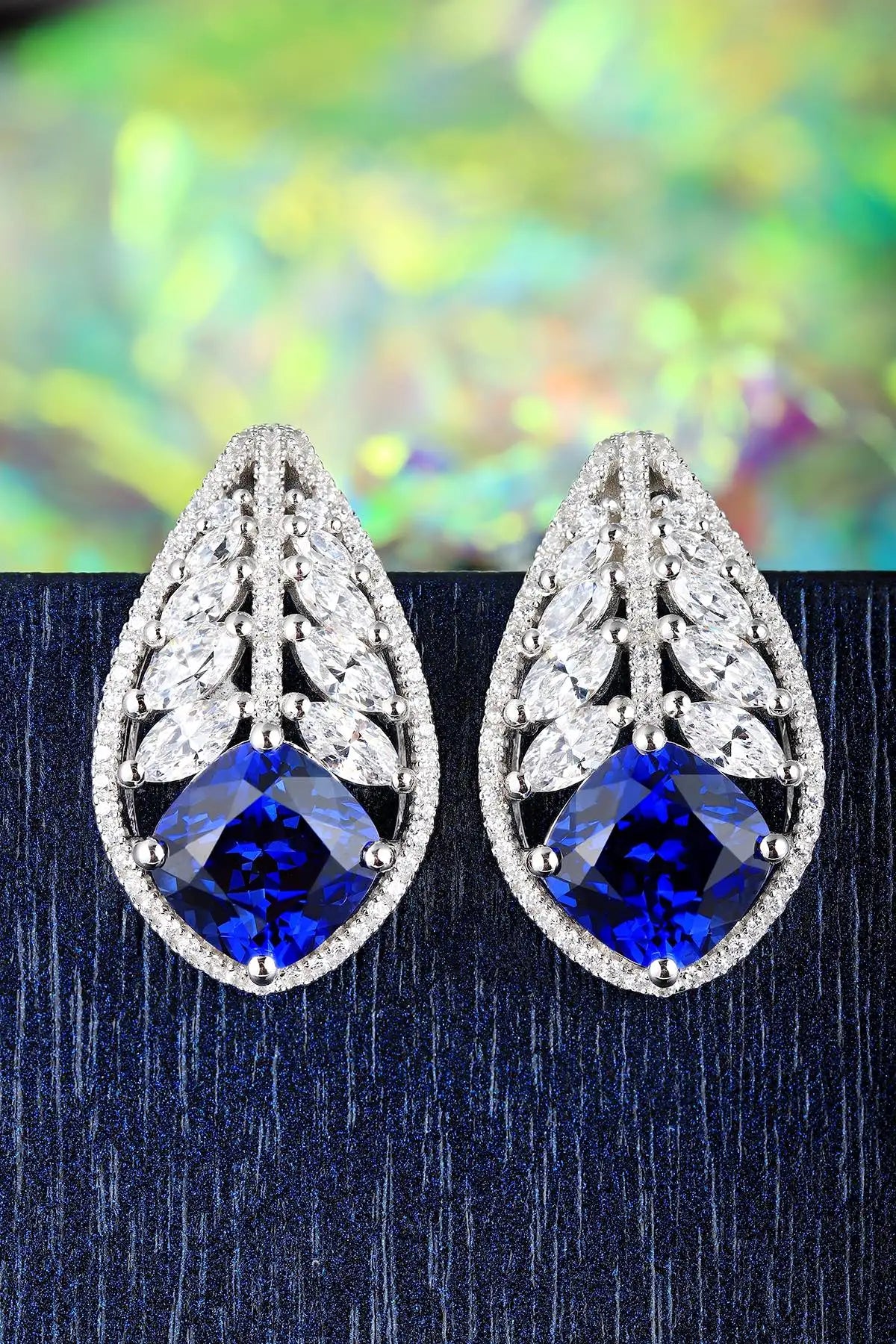 Gemfiori Anster High Quality S925 Lab Grown Sapphire Earring Stud Dainty Gemstone Stud Earrings for Women Daily Wear Gift